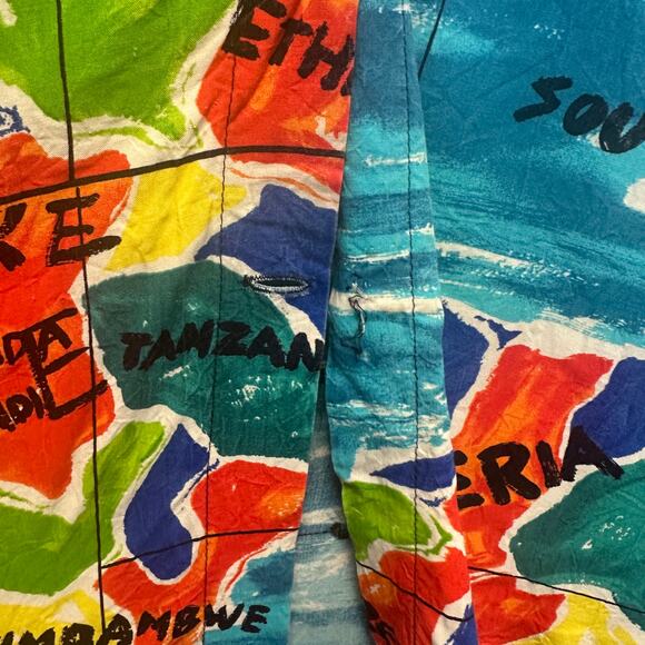Jams World Vintage Multicolor Africa Map Print Sleeveless Hawaiian Shirt Beach - Picture 9 of 15